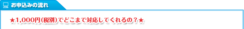 申込みの流れ 1,000円（税別）でどこまで対応してくれるの？